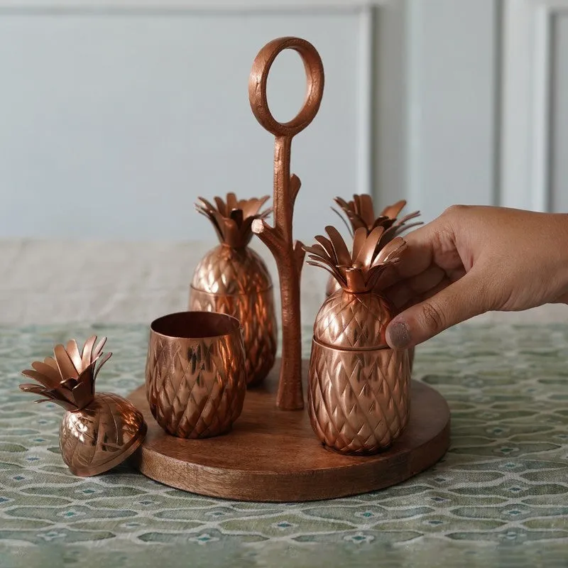 Luxeron Copper Finish Jars With Wooden Tray - Nine Piece Set media 4