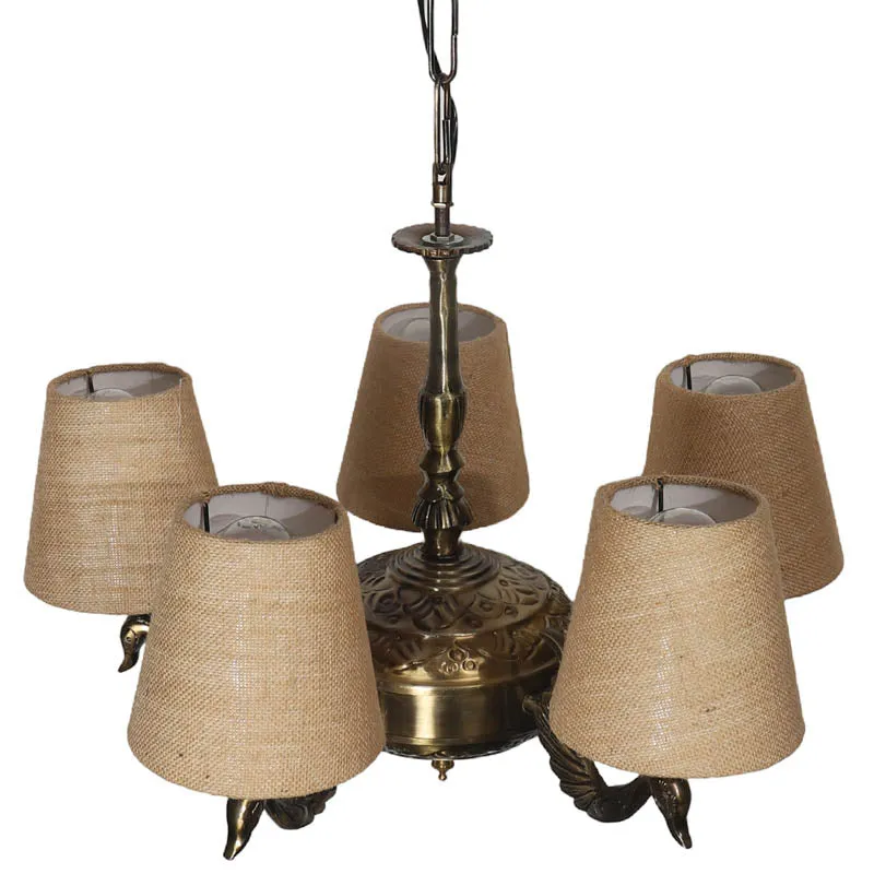 Khaki Conical Golden Antique Ceiling Lamp media 4