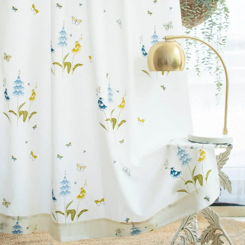 Tranquebar Home Petal Whisper Cotton Curtains(Blue) - Set Of Two media 1