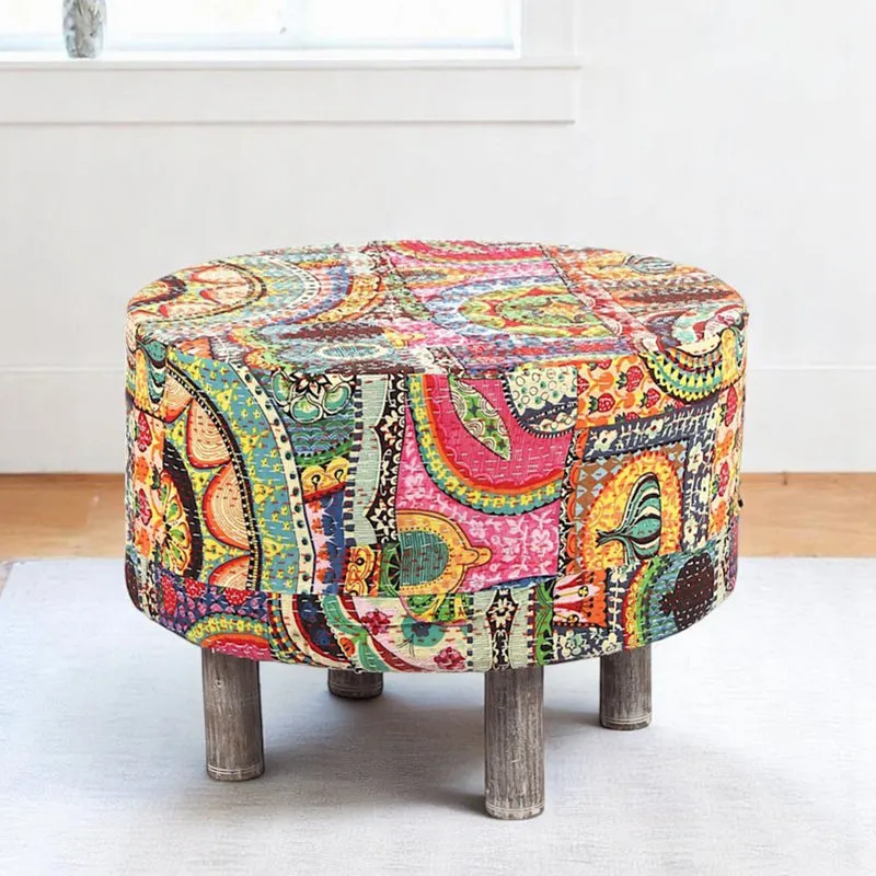 Jrixon Sheesham Wooden Ottomans - Multicolor media 1