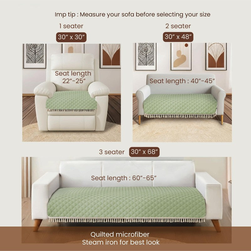 Urban Space Quilted Geometric Cotton Sofa Cover - Green media 7