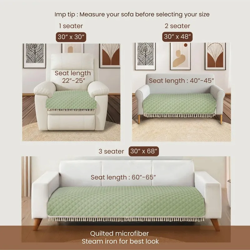 Urban Space Quilted Geometric Cotton Sofa Cover - Green media 7