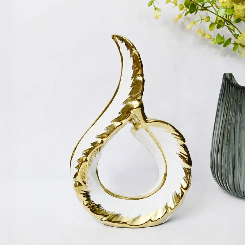 Zynera Emerald Curve Decorative Showpiece - White media 6