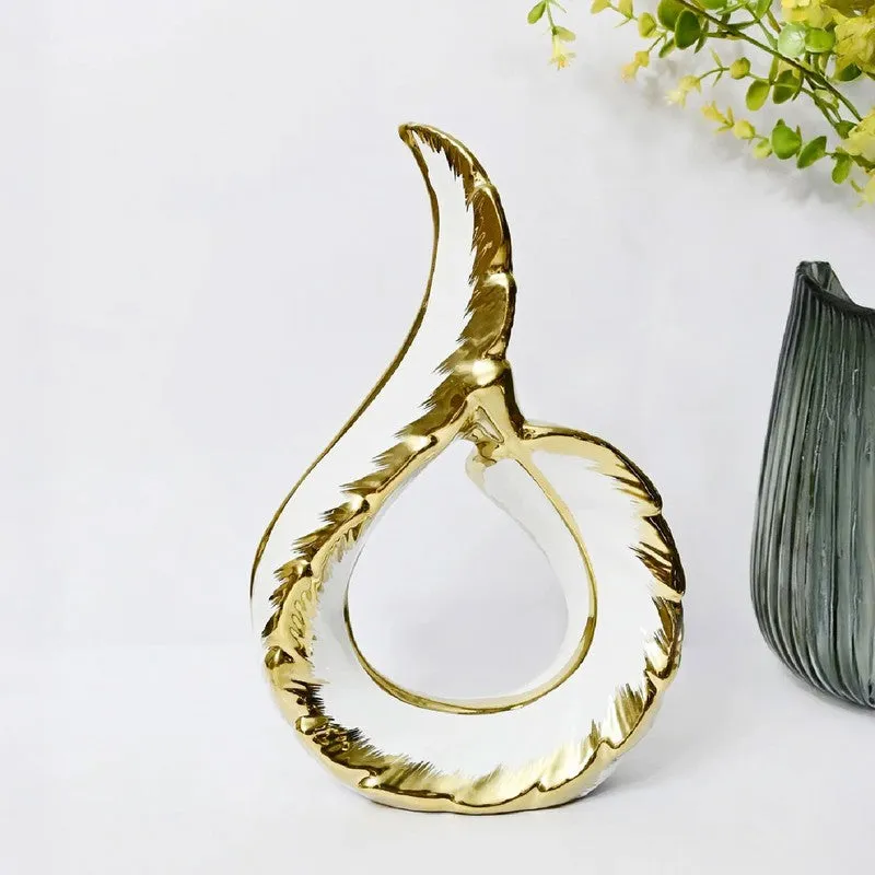 Zynera Emerald Curve Decorative Showpiece - White media 6
