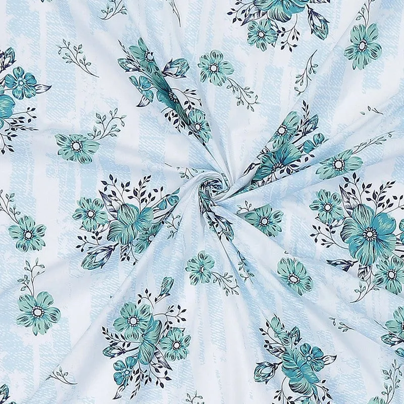 Monte Carlo Petal Story Cotton Bedsheet (White,Blue) - 104 TC media 10