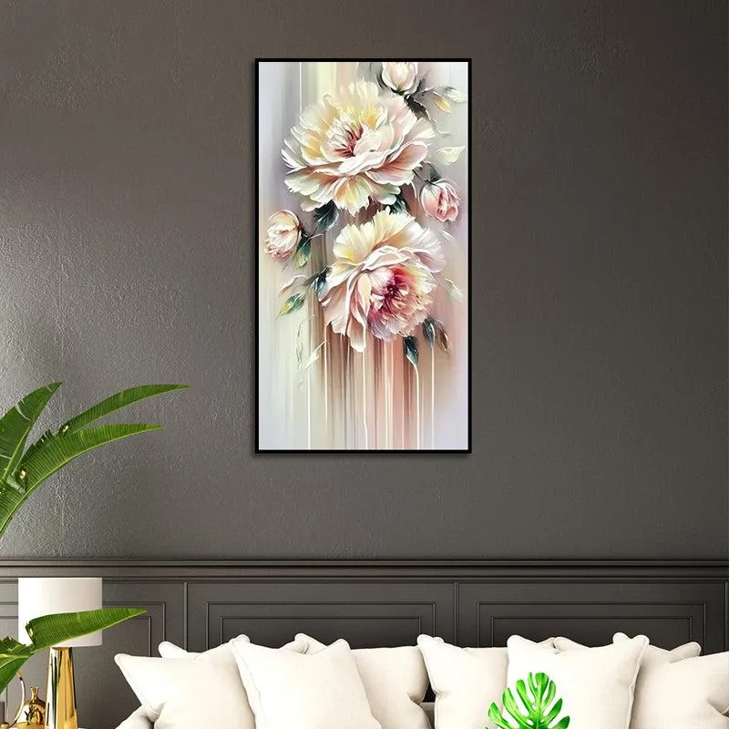 Fleur Pastel Floral Canvas Wall Painting With Frame - Black media 5