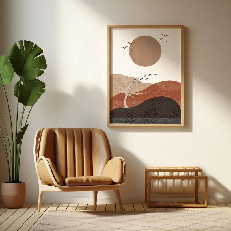 Earthen Rhythm Canvas Wall Painting With Brown Frame media 6