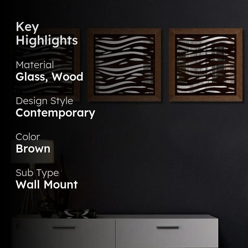 Meadow Wall Mirror With Wooden Frame (Dark Brown) - Set Of Three media 2