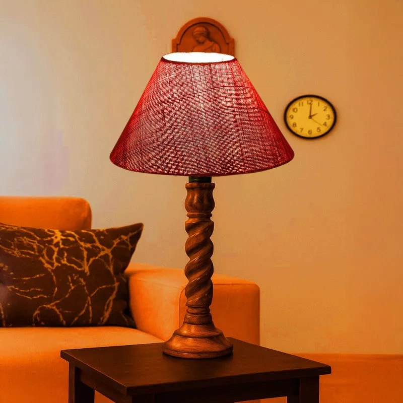 Elvane Zylo Wooden Table Lamp - Pink media 1