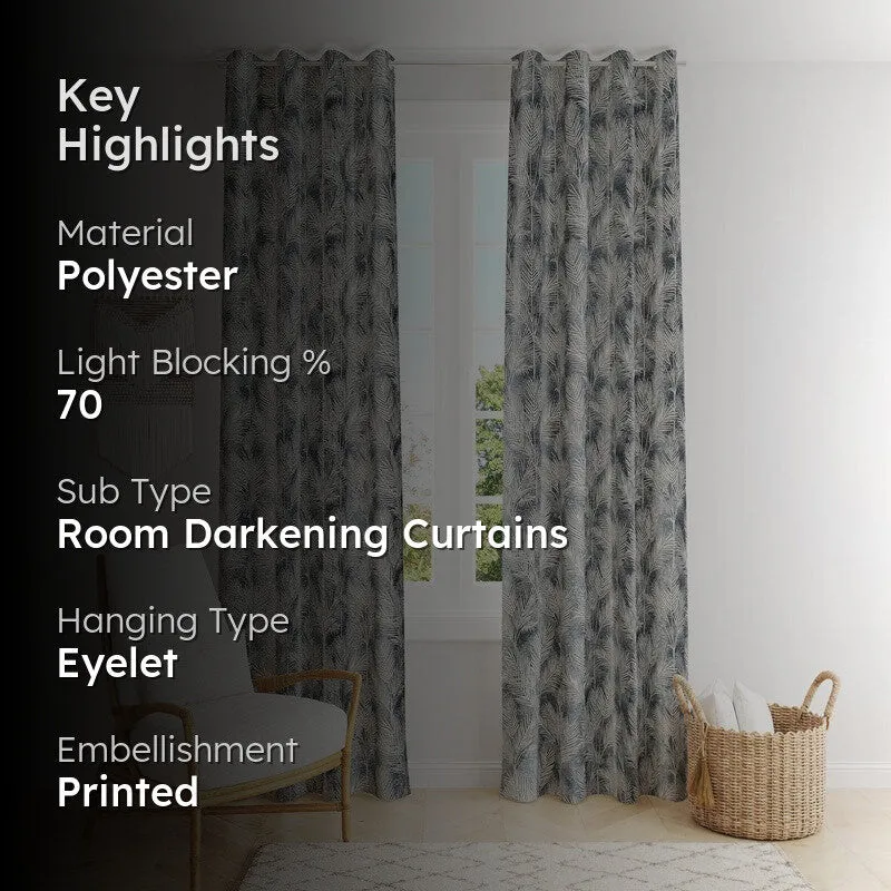 PureShade Printed Curtains (Grey) - Set Of Two media 2