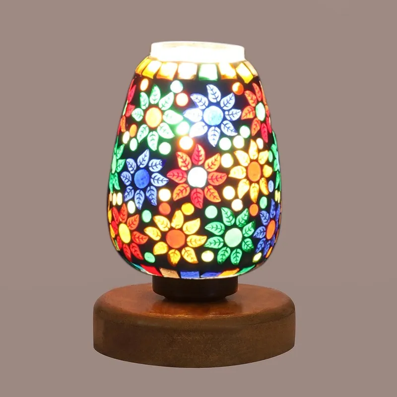Oryvia Glass Table Lamp With Wooden Base - Multicolor media 6