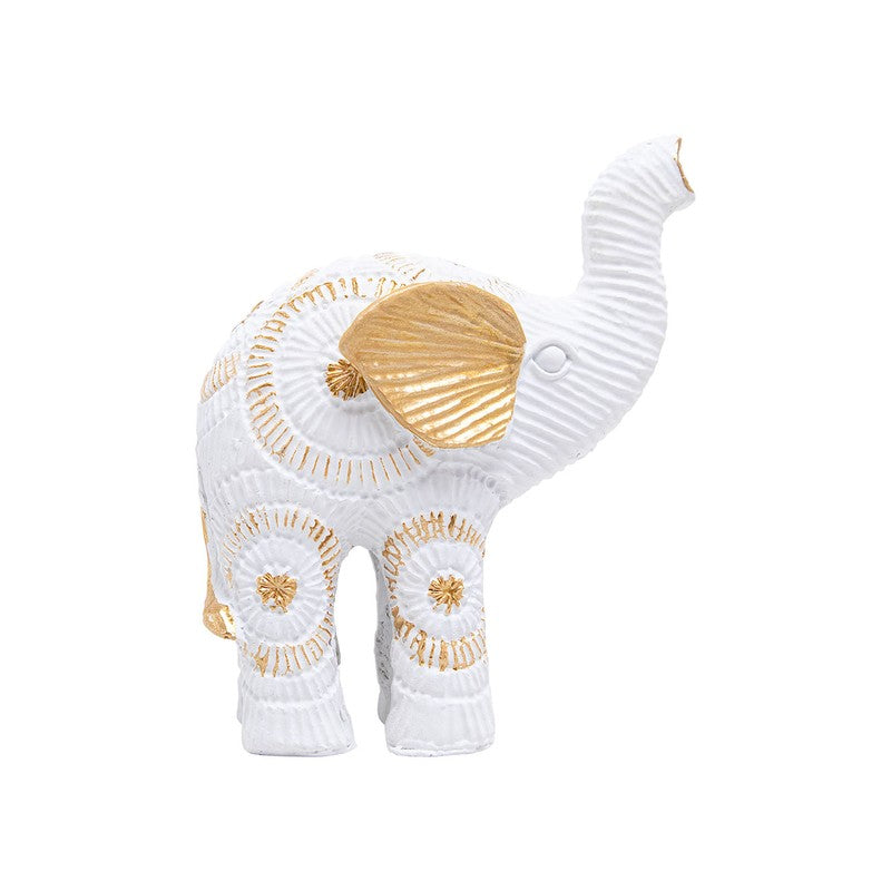 Elegant White & Gold Polyresin Elephant Showpiece Duo - Set Of Two media 4