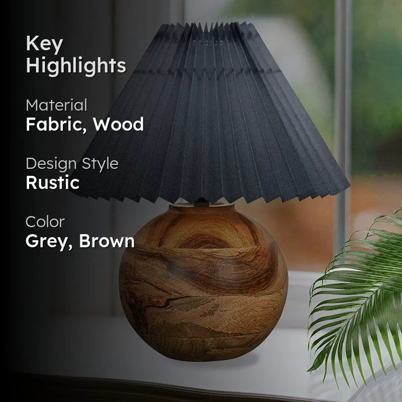 Lark Pleated Fabric Table Lamp - Grey,Brown media 2
