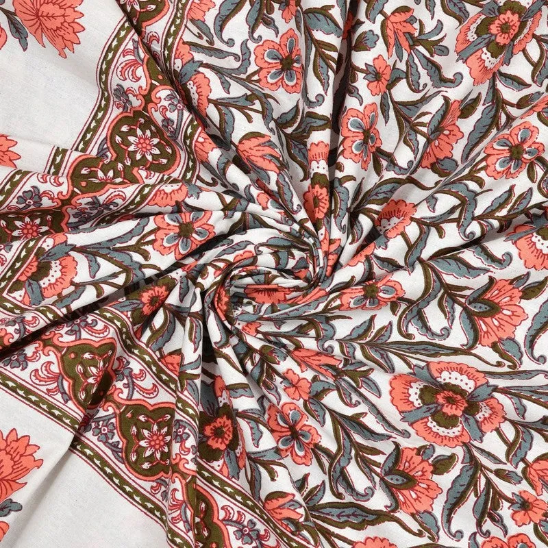 Gardenel Cotton Bedsheet (Peach,Grey) - 240 TC media 5