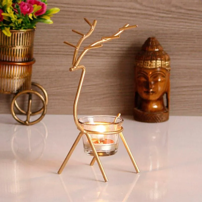 Deer Dream Tealight Candle Holder - Gold media 1