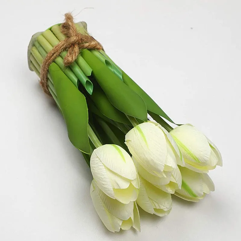 Realistic Artificial Tulip Bunch - White media 5