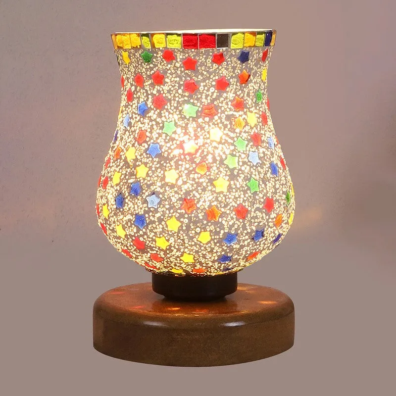 Auranel Mosaic Glass Table Lamp With Wooden Base - Multicolor media 6