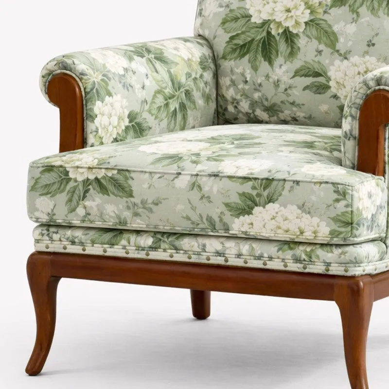 Yasumi Teak Wood & Velvet Upholstered Lounge Chair media 5