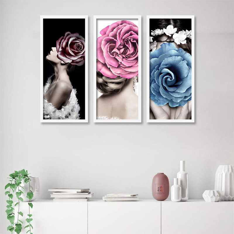 Rose Lush Wall Painting - Set Of Three