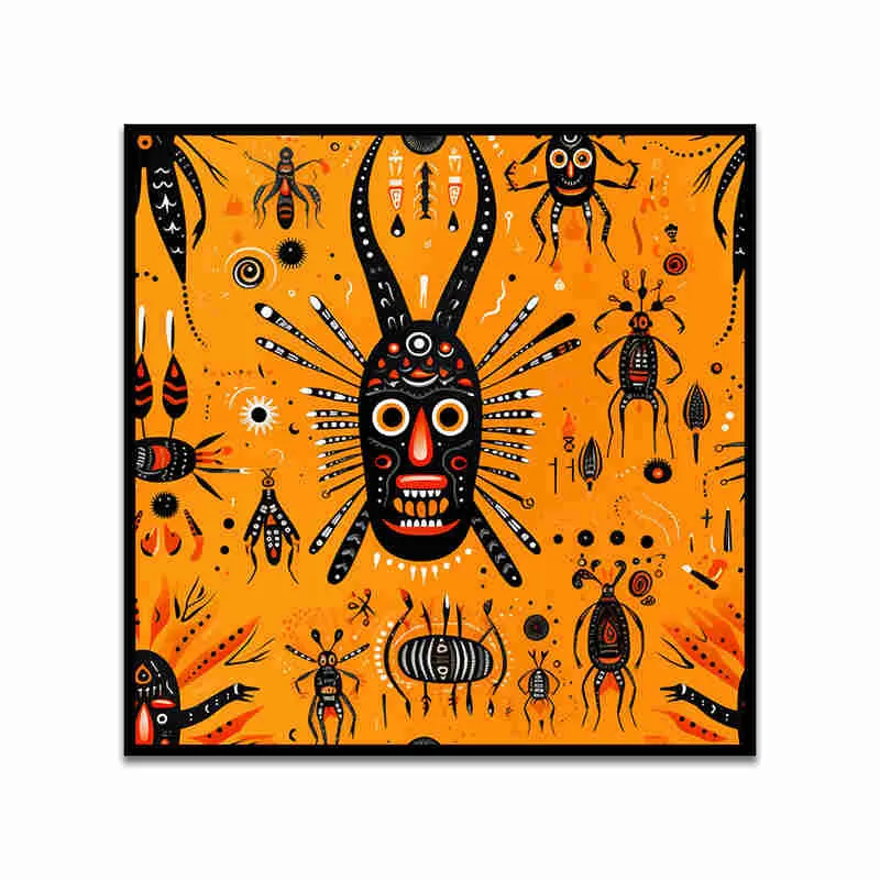Tribal Masks Canvas Wall Art With Frame media 4