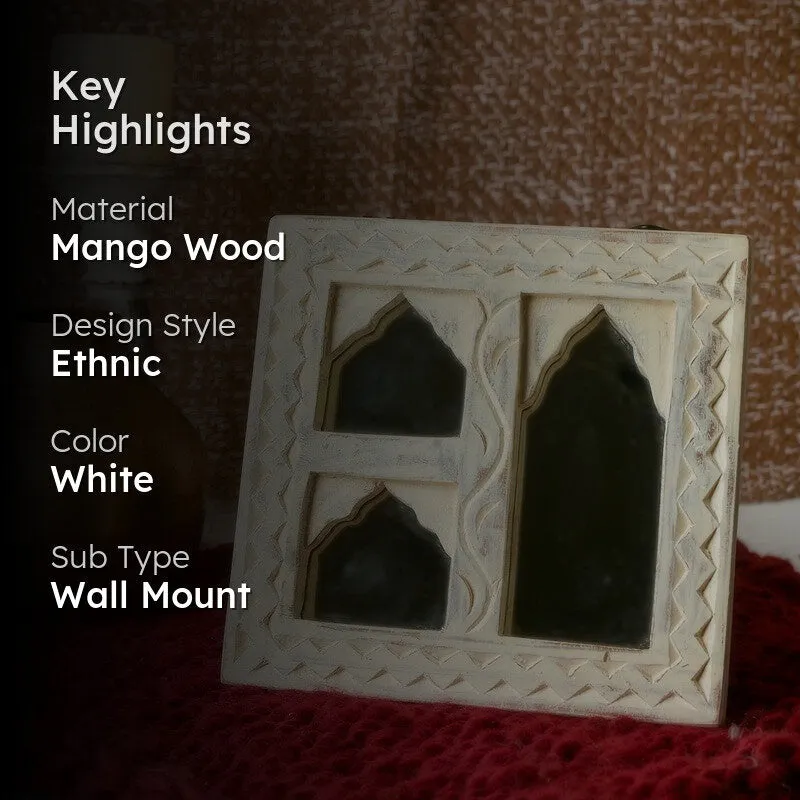 Ozyra Rustic Mango Wood Wall Mirror media 2