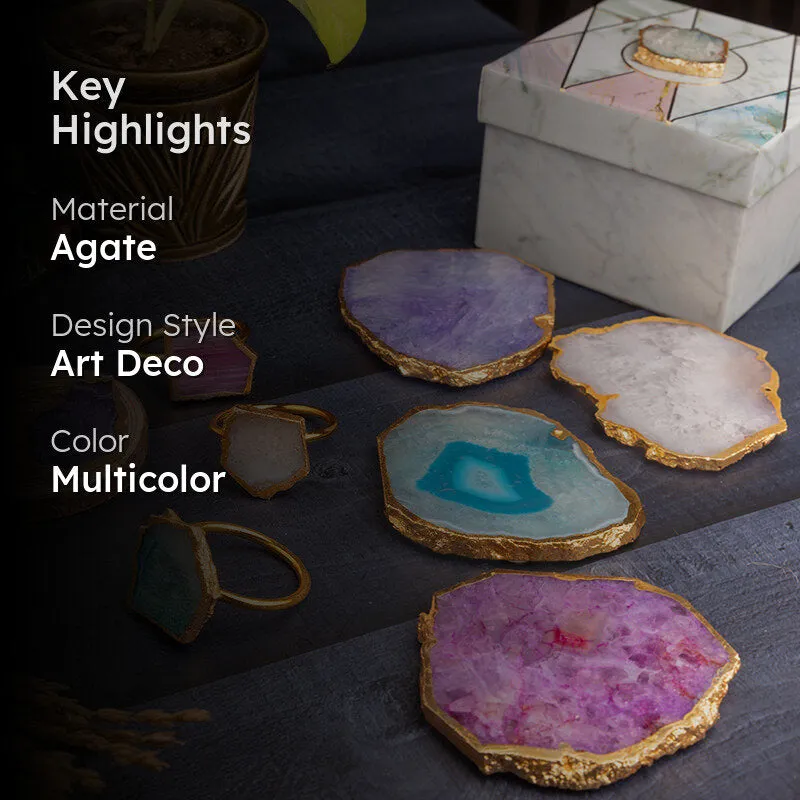 Vita Agate Coaster With Napkin Ring - Eight Piece Set media 2