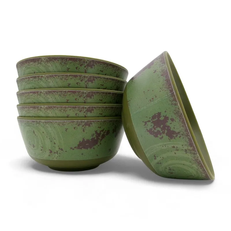 Rustic Q Olive Green Melamine Snack Bowls (200 mL Each) - Set of Six - 6