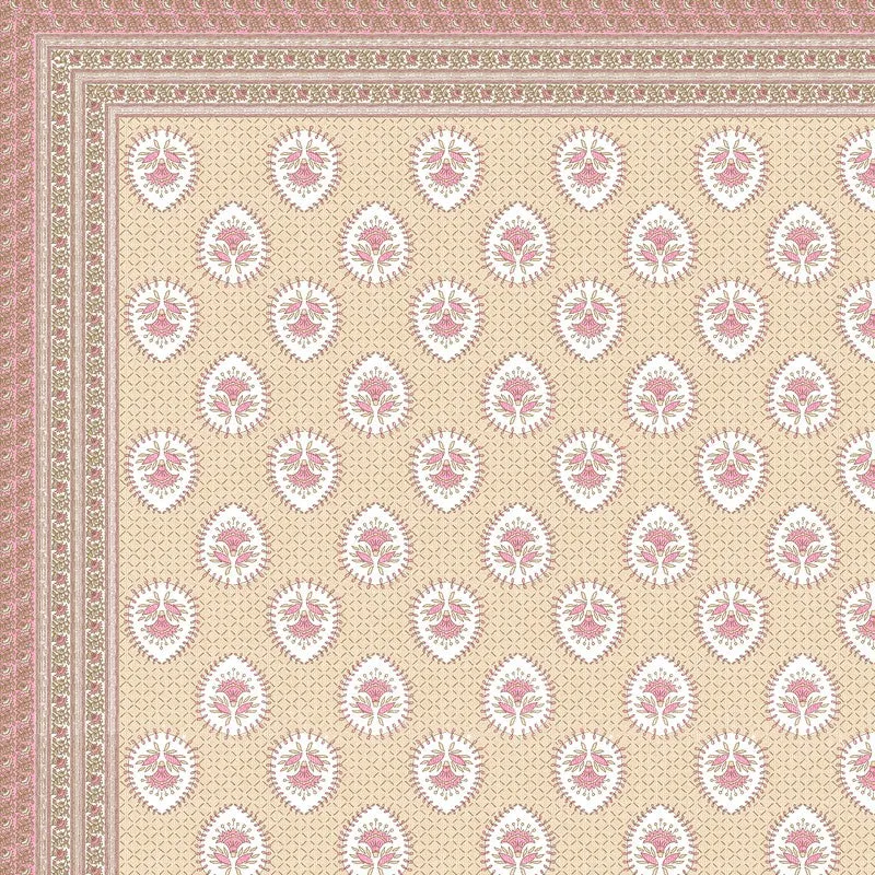 Rang Balance Cotton Bedsheet (Beige,Pink) - 120 TC media 5