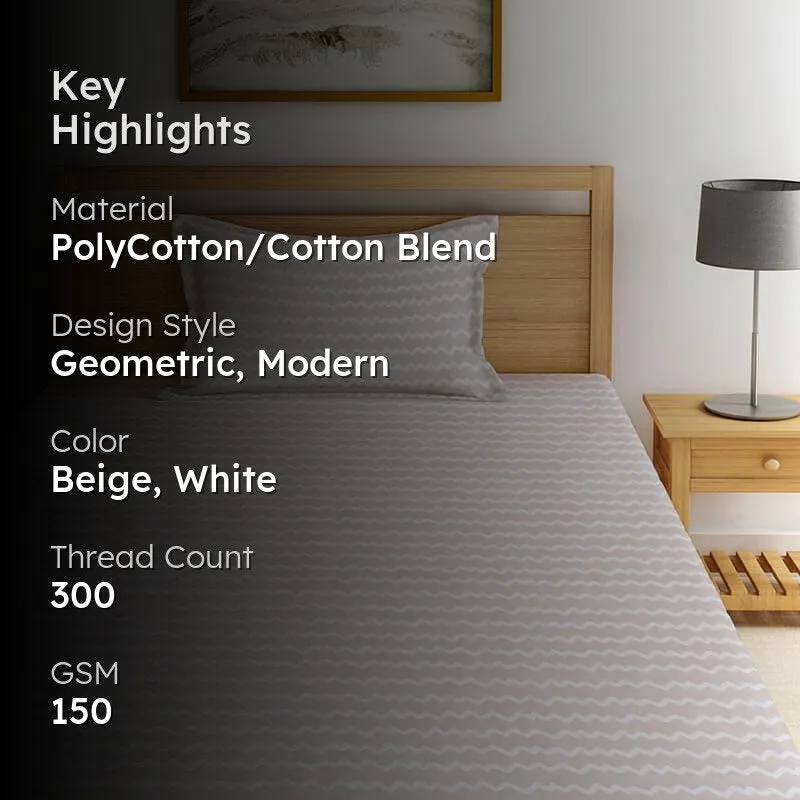 Striped Wonder Bedsheet (Beige) - 150 GSM media 2