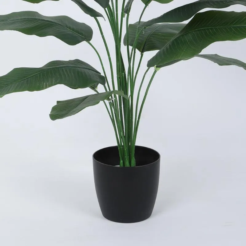 Faux Green Palm Plant With Black Plastic Pot - 2.62 ft media 4