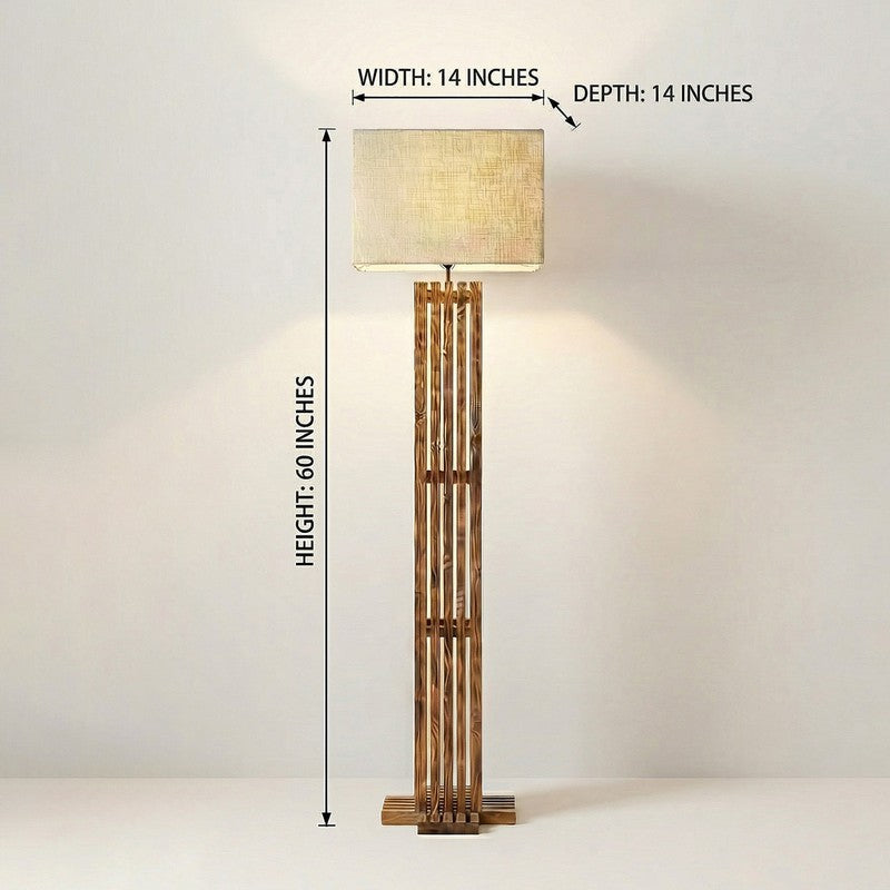 Coronis Wooden Floor Lamp with Fabric Shade media 9