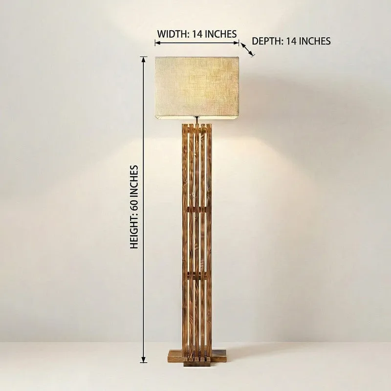 Coronis Wooden Floor Lamp with Fabric Shade media 9