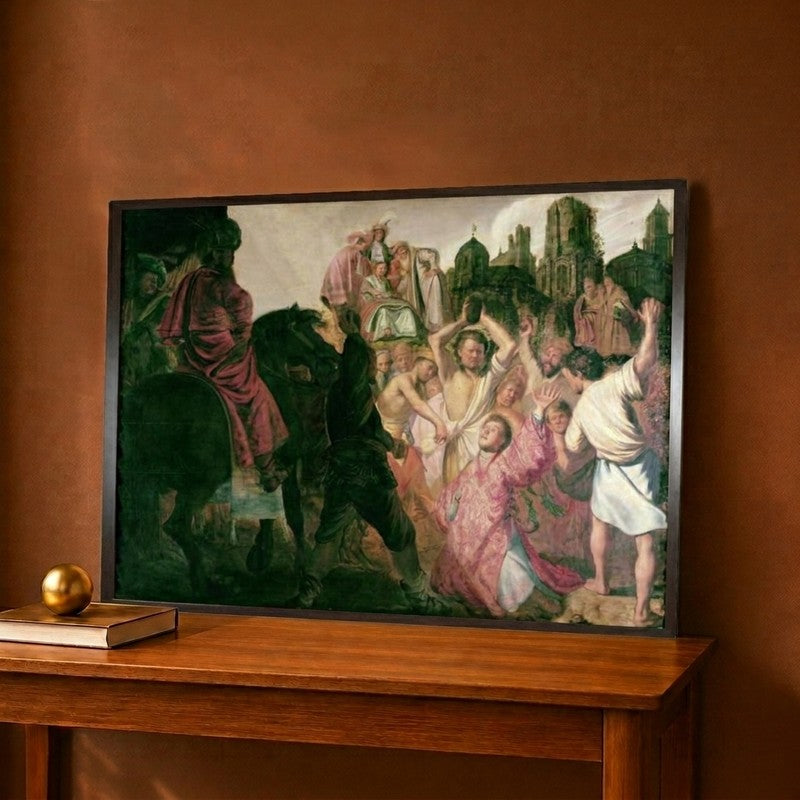 Dramora The Stoning Of St. Stephen 1625 Canvas Wall Painting - 12 x 9 Inches