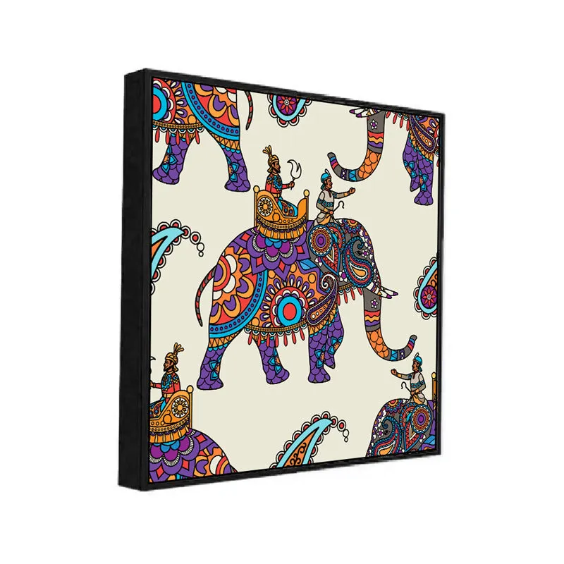 Psych Elephant Rider Canvas Wall Art With Frame media 4