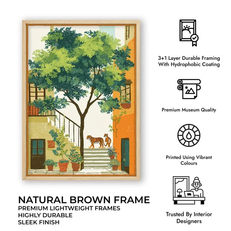 Verdara Courtyard Canvas Wall Painting With Brown Frame media 10