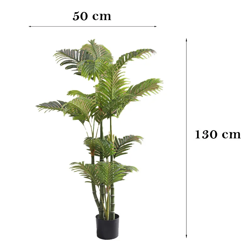 Faux Tropic Cane Palm With Black Plastic Pot - 4.27 ft media 7
