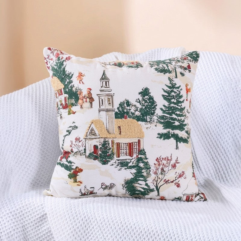 Winter Village Cotton Cushion