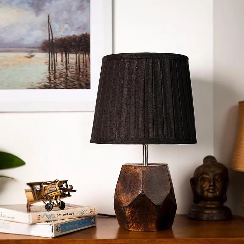 Illeana Pleated Hexa Dome Fabric Table Lamp - Black,Brown media 3
