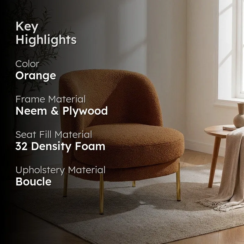 Calyra Neem Wood Accent Chair - Orange media 2