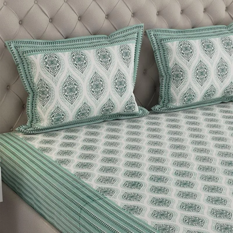 Hriti Printed Cotton Bedsheet (Green) - 240 TC media 5