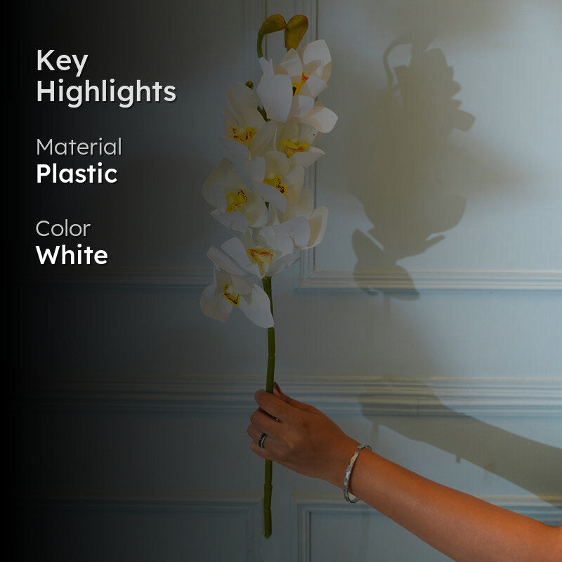 Faux Cymbidium Orchid Flower Stick (White) - 30 CM image 2