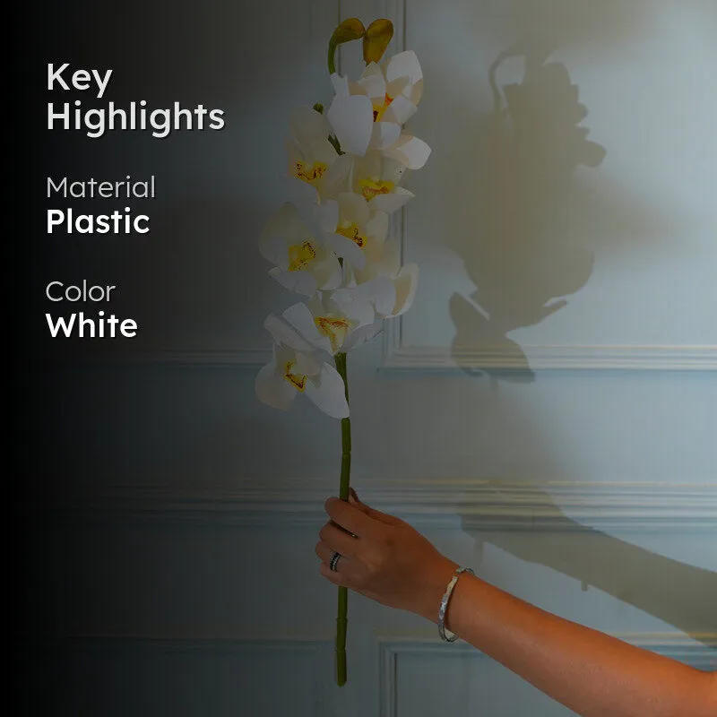 Faux Cymbidium Orchid Flower Stick (White) - 30 CM media 2