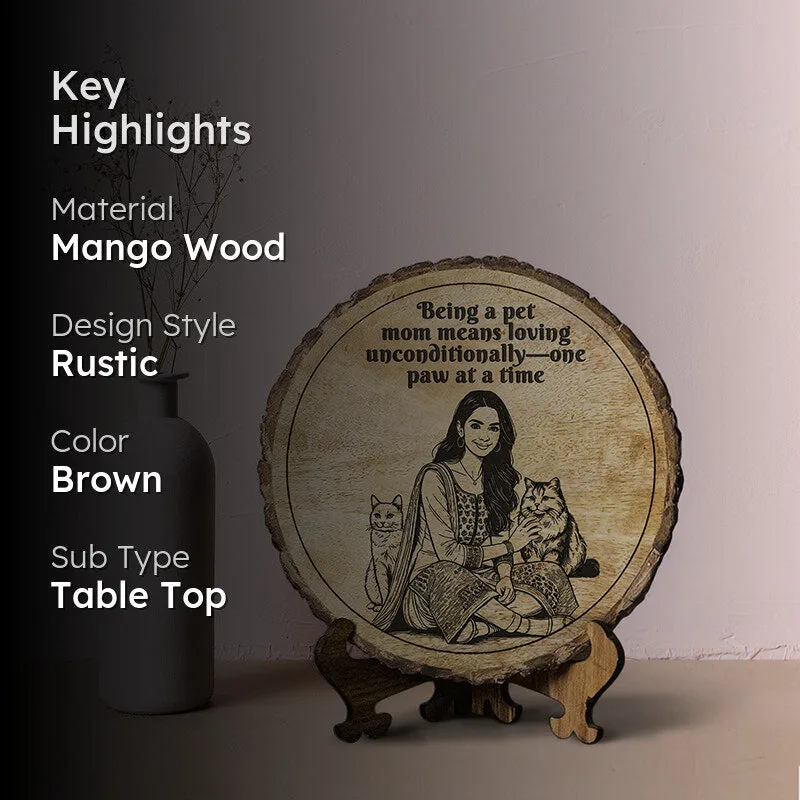One Paw At A Time Wooden Showpiece - Round media 2