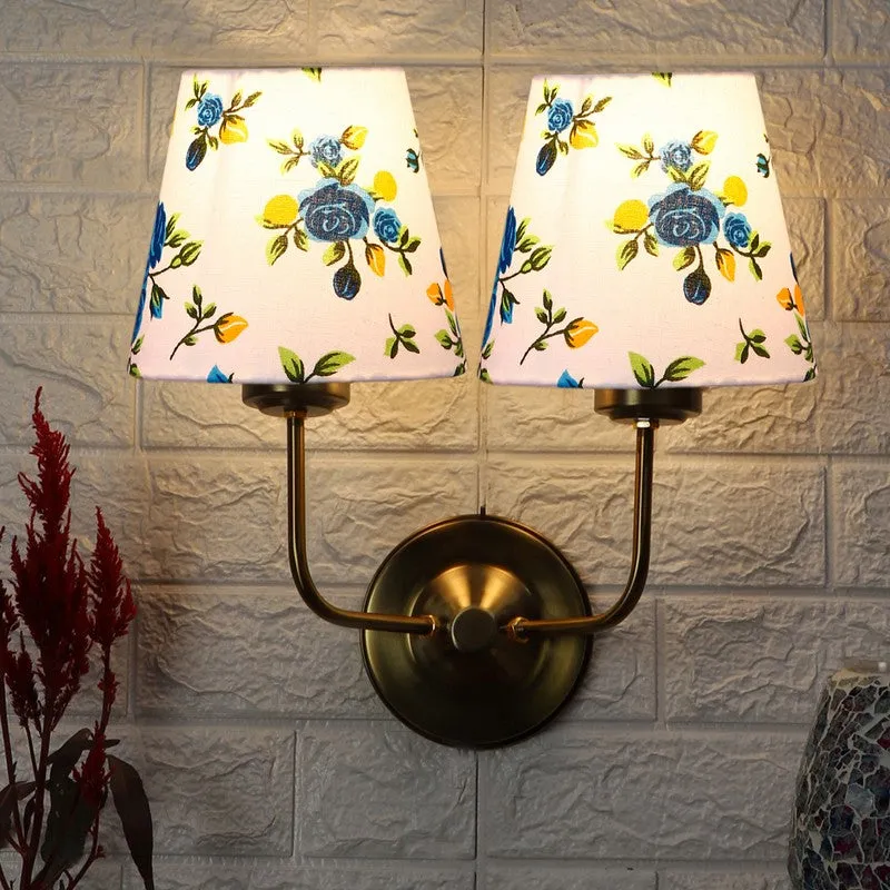 Floranira Fleur Duo Cone Metal Wall Lamp - White,Blue media 1