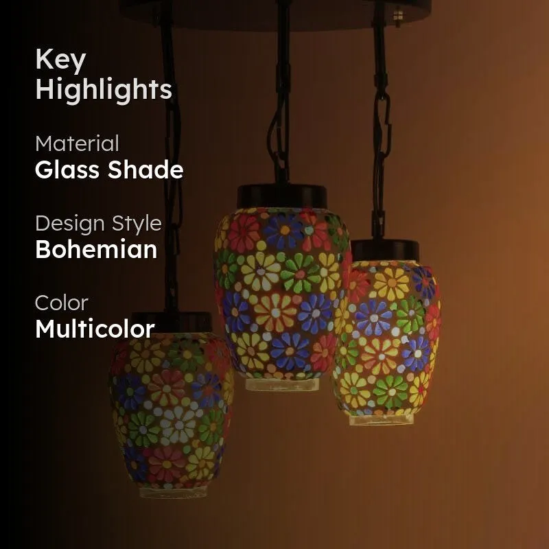 Floral Glaze Glass Ceiling Lamp - Multicolor media 2
