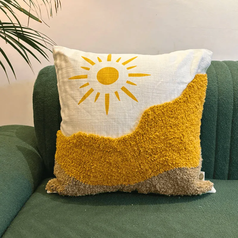 Midnight Sun Tufted Cushion Cover - Yellow & White media 1
