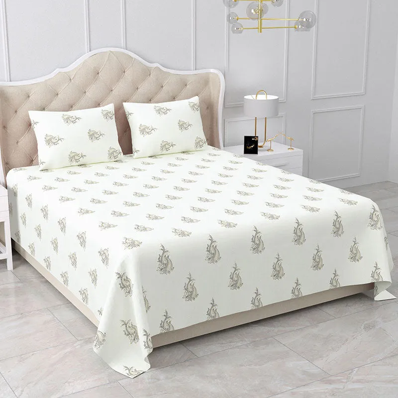 Velvet Shadow Ethnic Cotton Bedsheet - 180 TC media 1