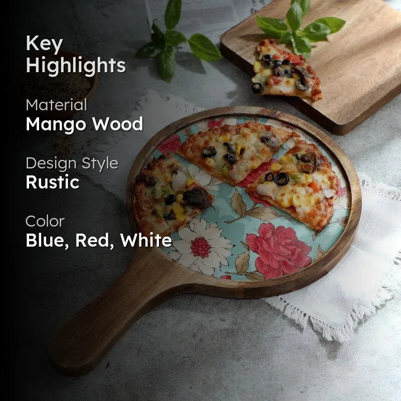 Hetty Floral Wood Pizza Platter media 2