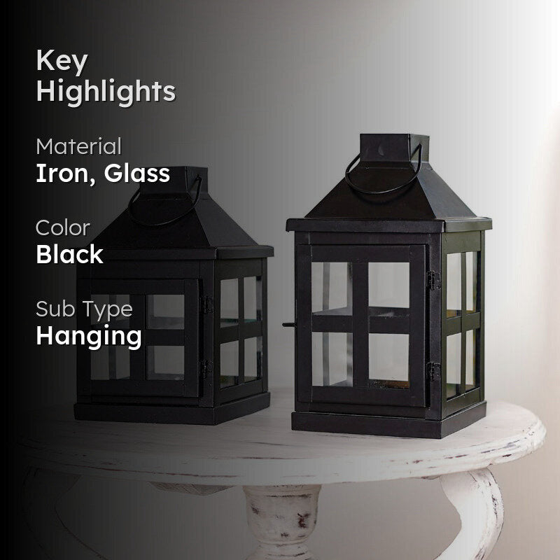 Dukio Lantern Tealight Candle Holder (Black) - Set Of Two media 2