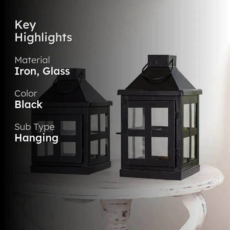 Dukio Lantern Tealight Candle Holder (Black) - Set Of Two media 2